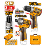 INGCO Cordless 2 Pcs Combo Kit - COSLI240968