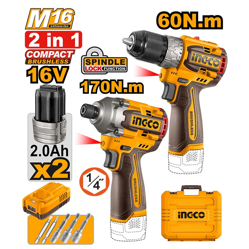 INGCO Cordless 2 Pcs Combo Kit - COSLI240968