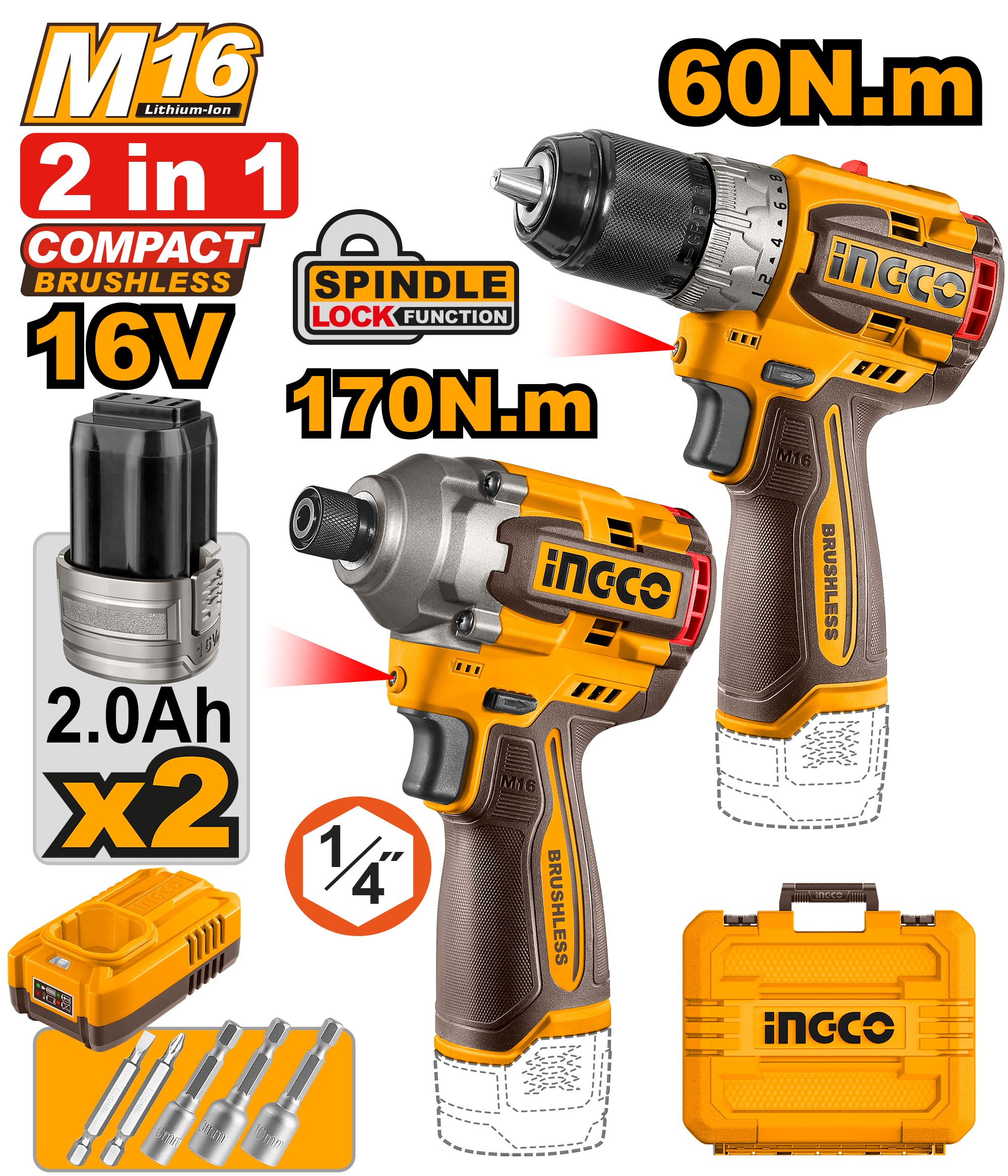 INGCO Cordless 2 Pcs Combo Kit - COSLI240968 Main image