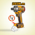 INGCO Cordless 20V Impact Drill 76Nm + Impact Driver 285Nm + Blower + 2 Batteries - COSLI250182