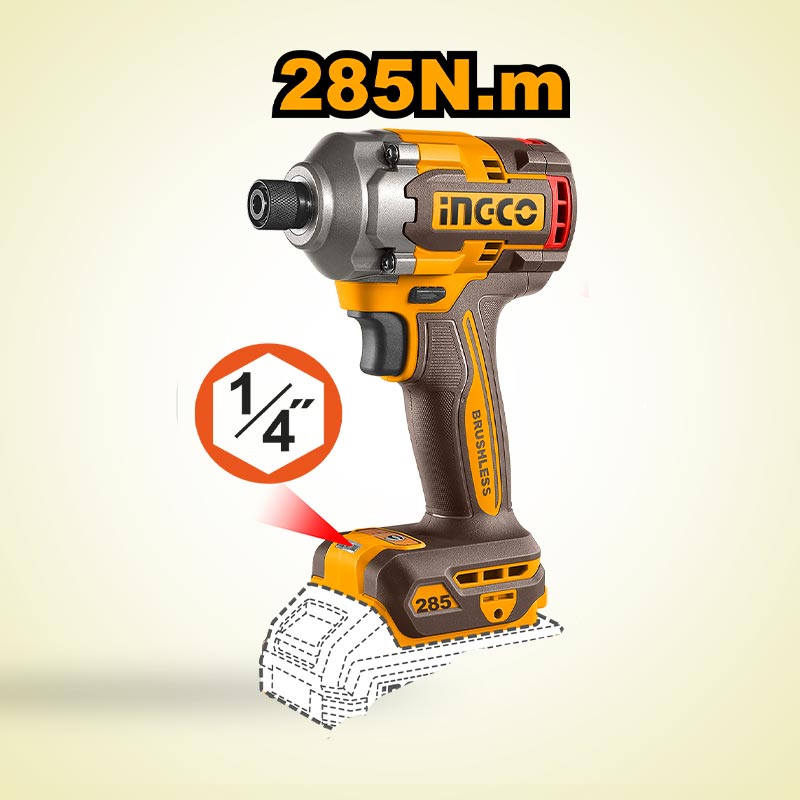 INGCO Cordless 20V Impact Drill 76Nm + Impact Driver 285Nm + Blower + 2 Batteries - COSLI250182