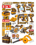 INGCO 9 Pcs Cordless Industrial Combo Kit 20V - COSLI250381