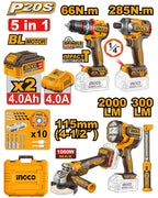 INGCO Cordless 5 Pcs Combo Kit - COSLI250692