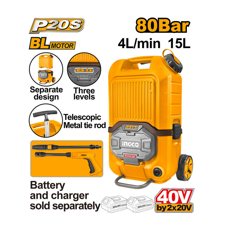 INGCO Cordless Pressure Washer - CPWLI4006