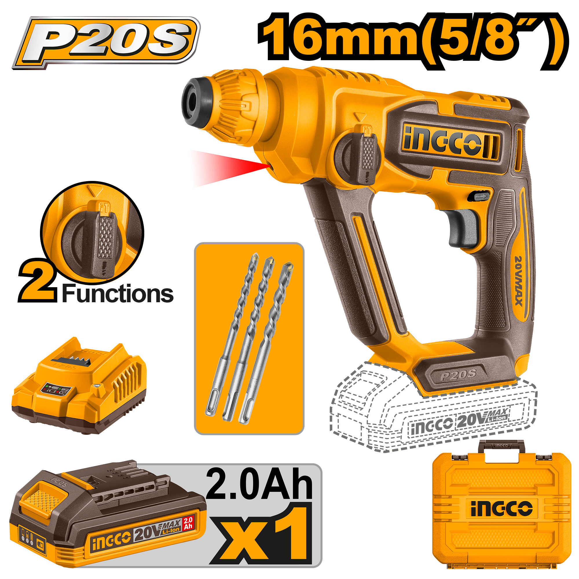 INGCO Cordless Rotary Hammer - CRHLI201681