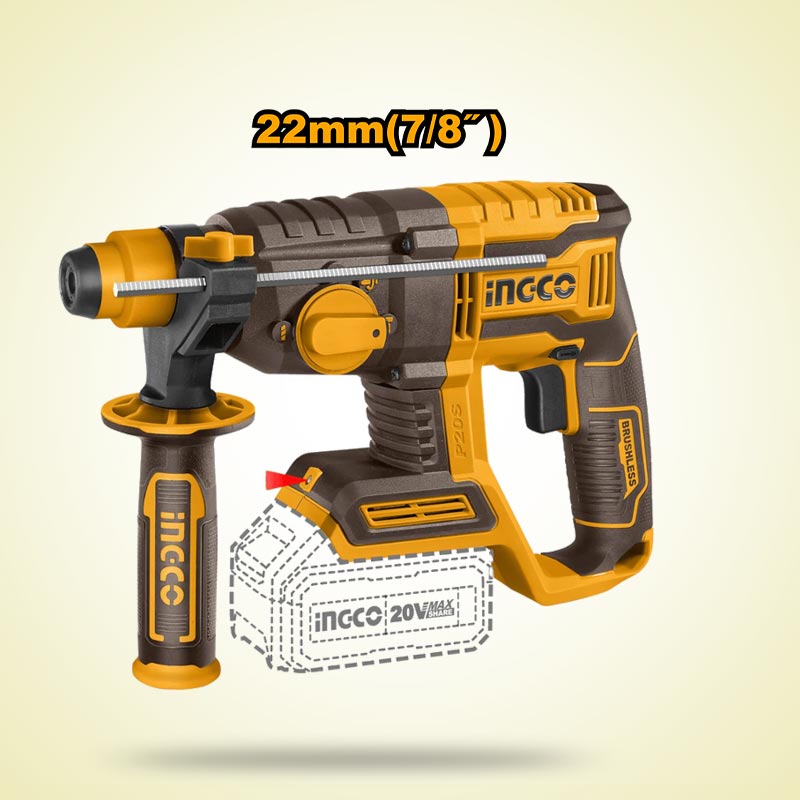 INGCO Lithium-Ion Rotary Hammer 20V 22mm - C4 - CRHLI20208