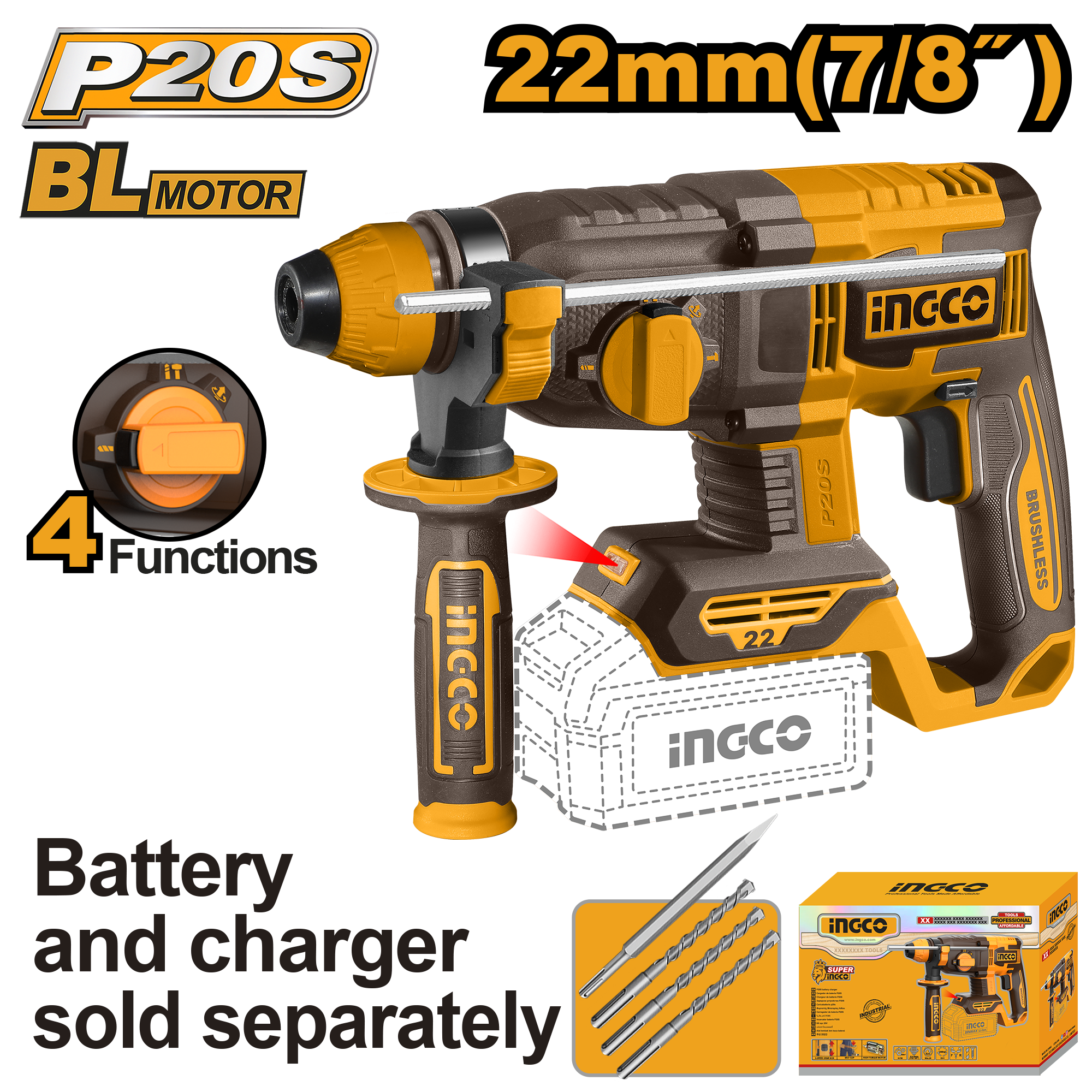 INGCO Cordless Rotary Hammer - CRHLI21228