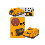 INGCO 125MM (5") Cordless Random Orbit Sander + 1, 2.0Ah Battery - CROSLI20021