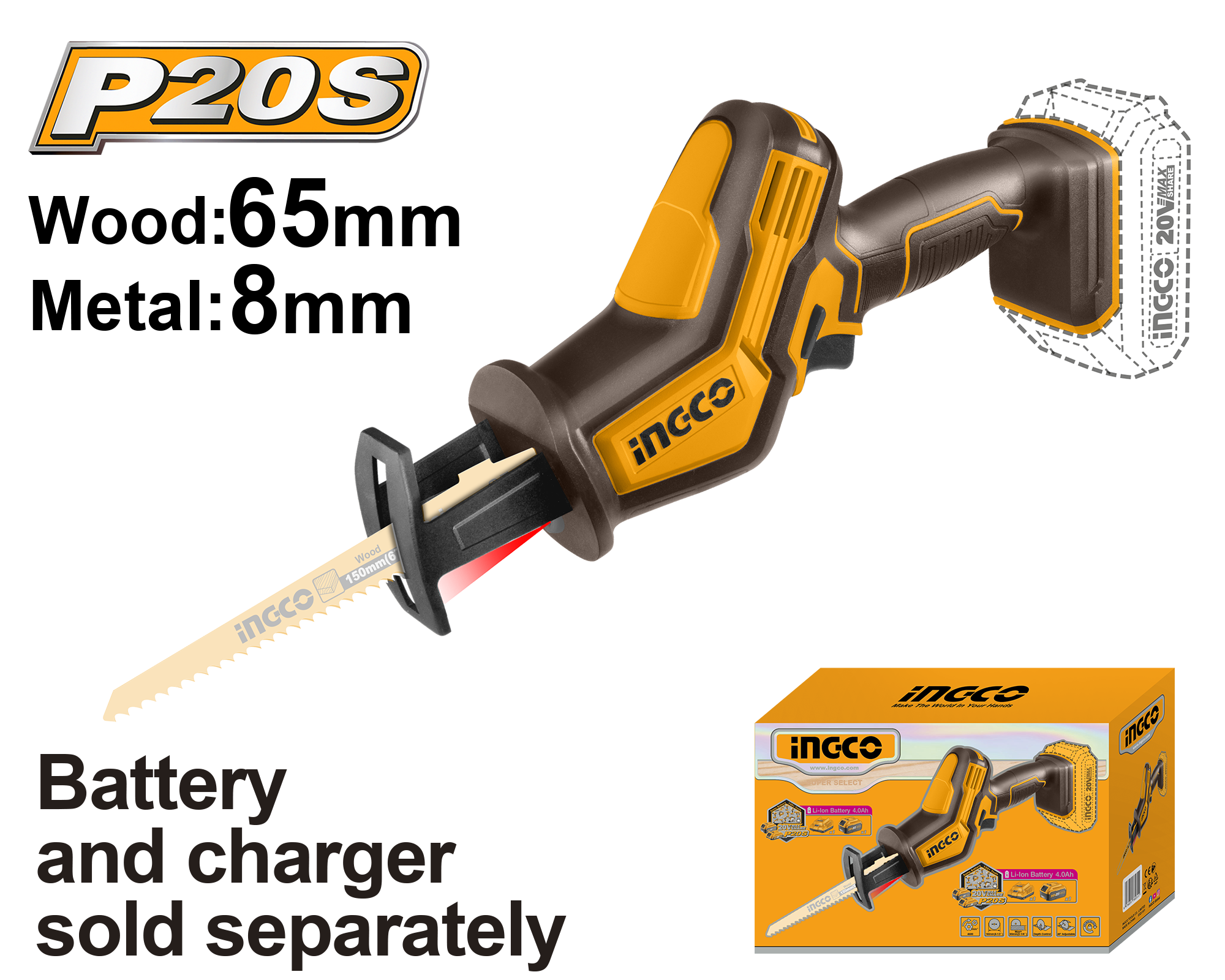 INGCO Cordless Reciprocating Saw  - CRSLI6508 Main image
