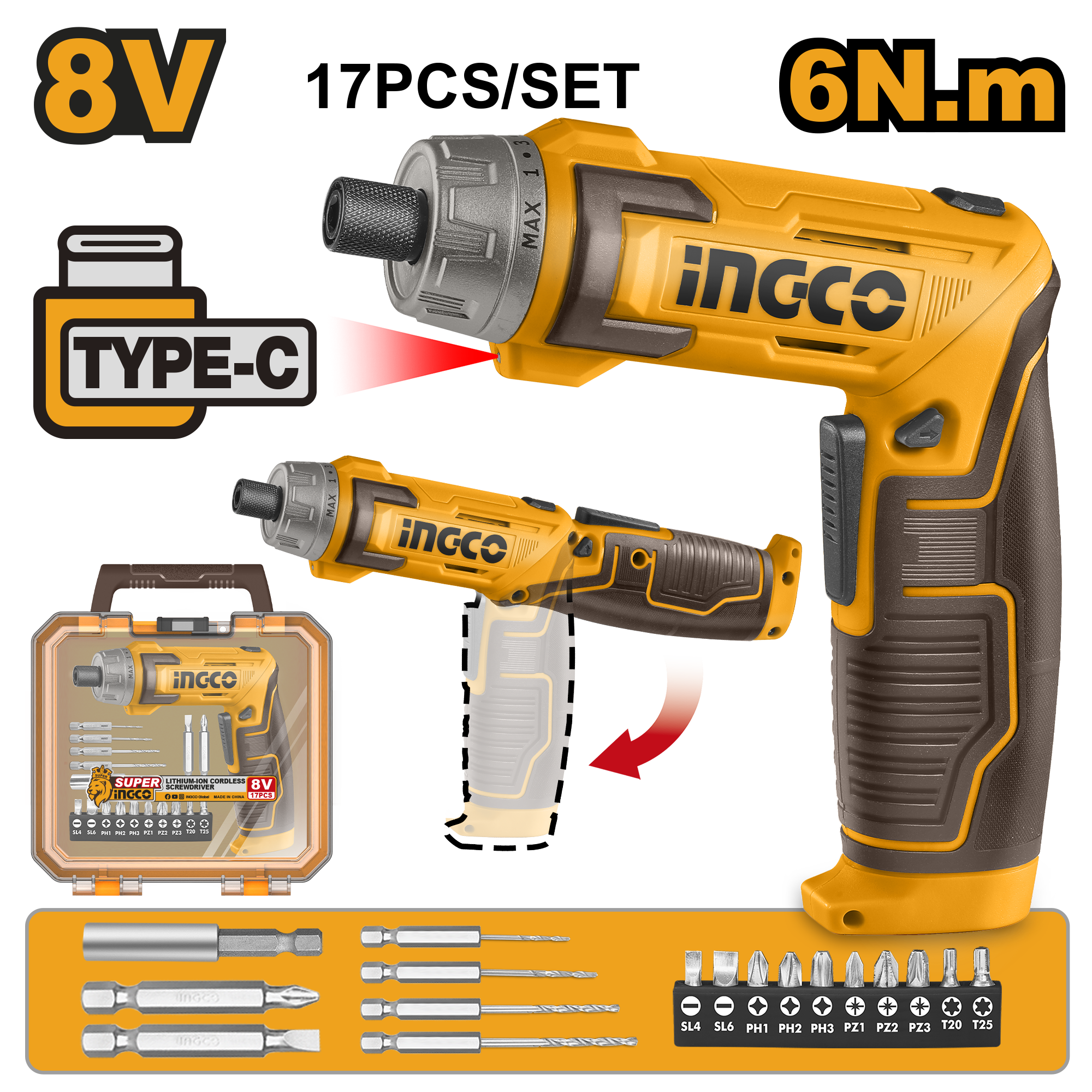 INGCO Cordless Screwdriver - CSDLI08025