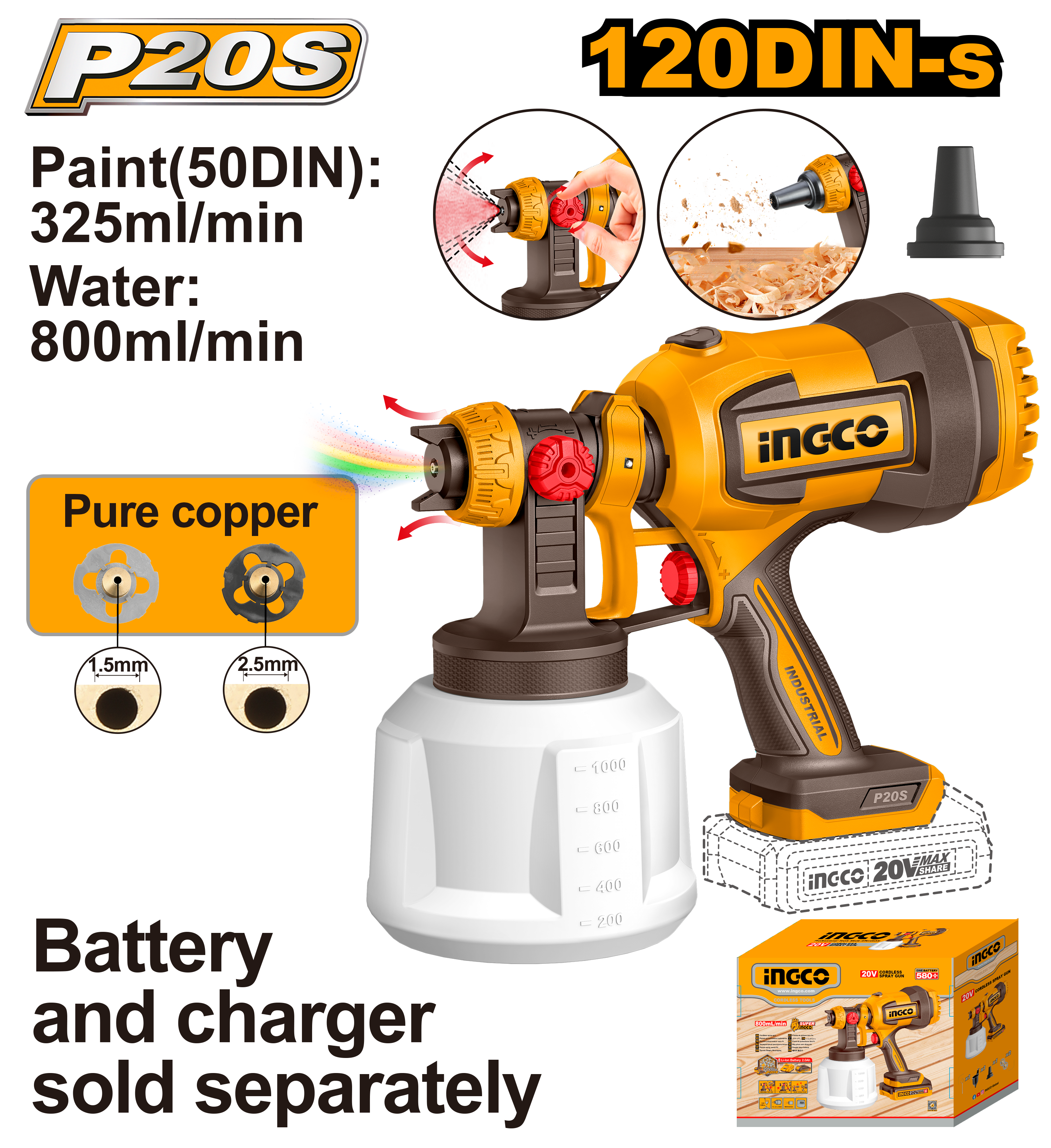 INGCO Cordless Spray Gun - CSGLI2004