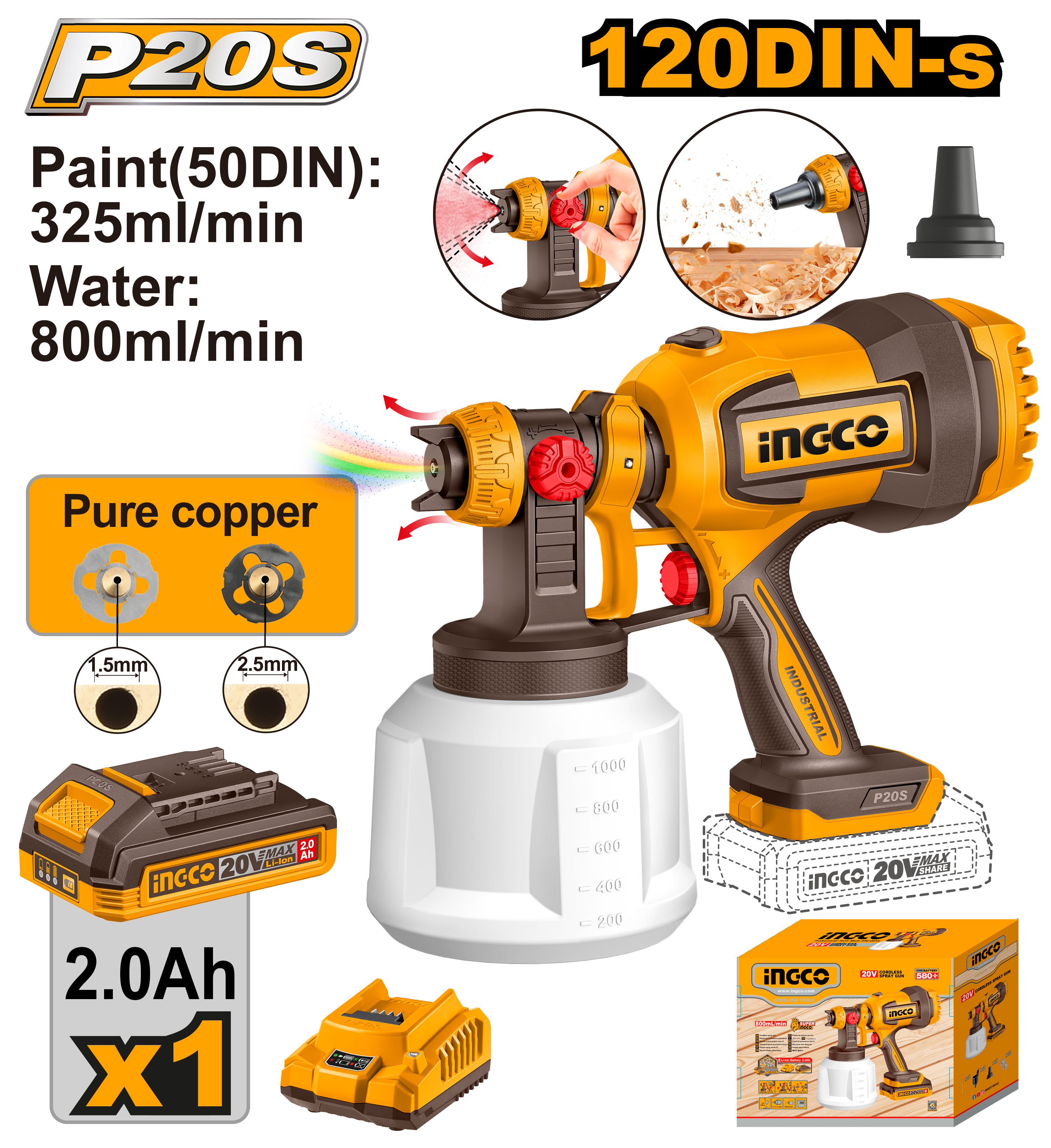 INGCO Cordless Spray Gun - CSGLI20042