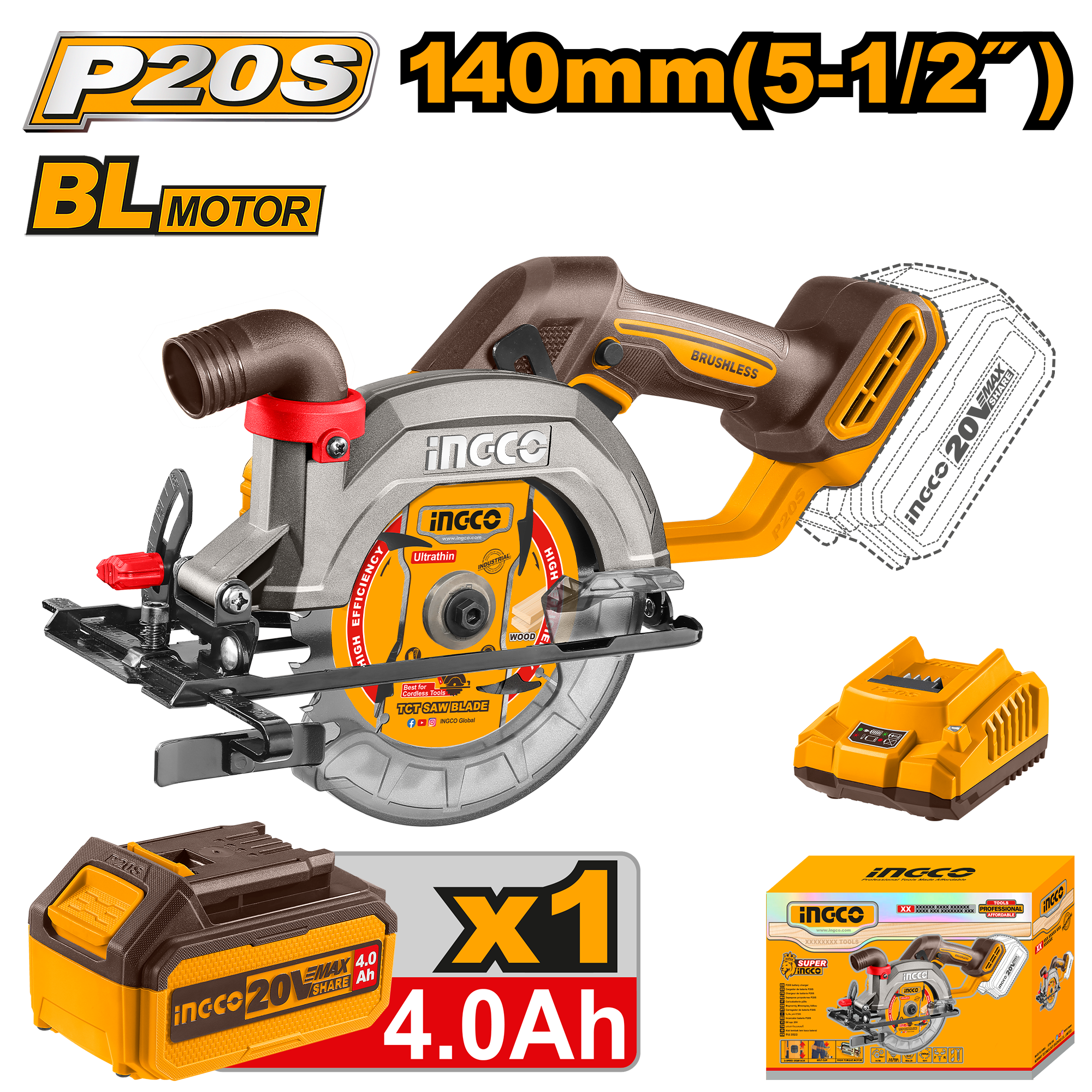 INGCO Cordless Circular Saw - CSLI14021