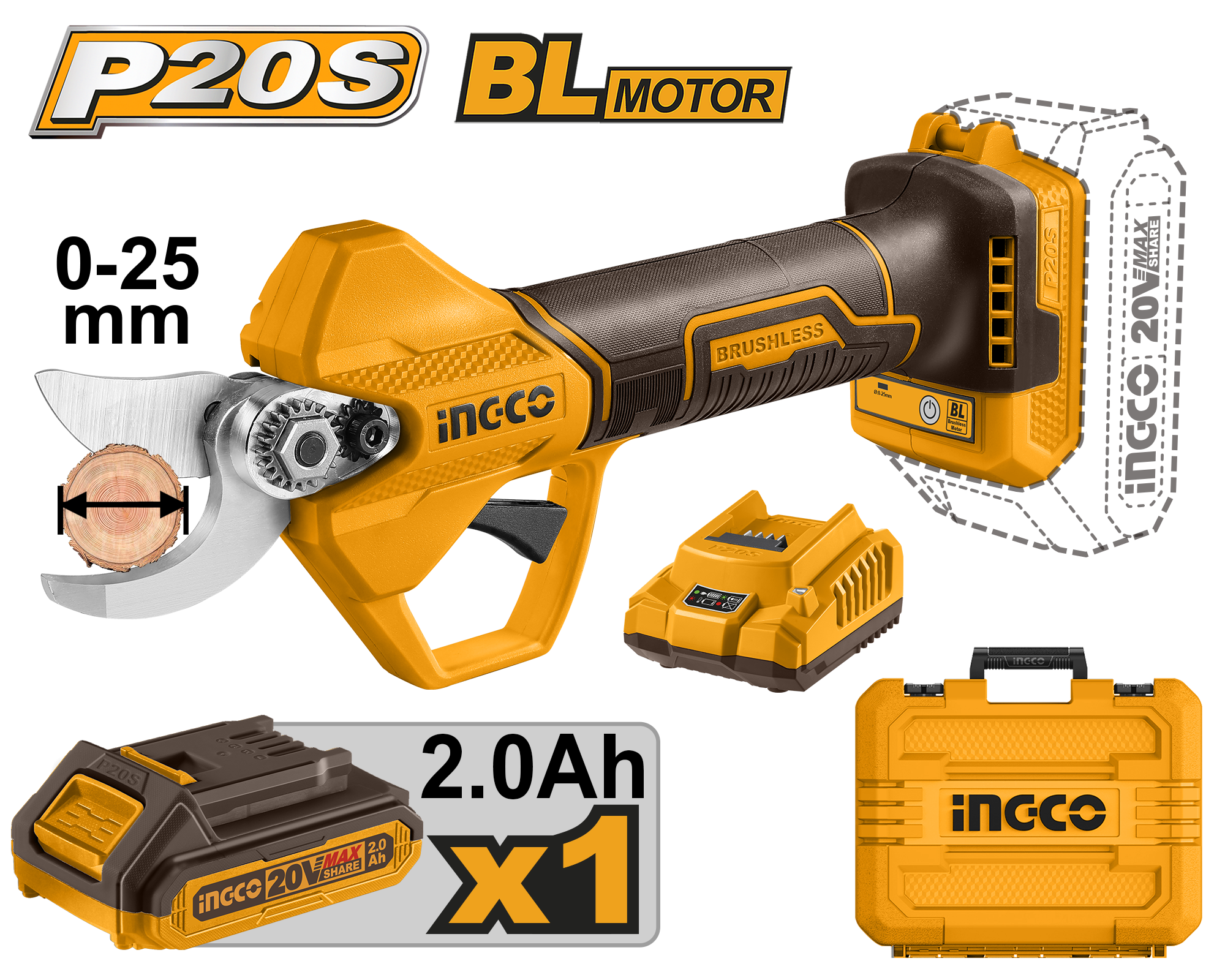 INGCO Cordless Gauge Straight Shear 20V + Battery - CSSLI202581 Main image