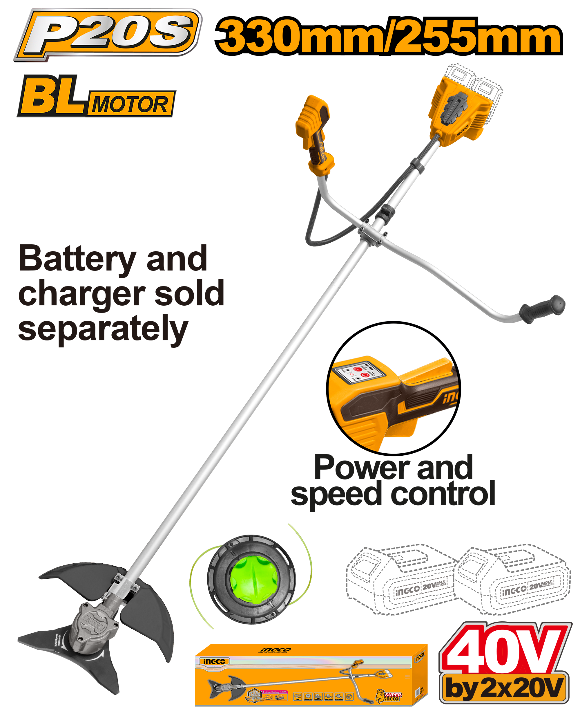 INGCO Cordless String Trimmer and Brush Cutter - CSTLI20018