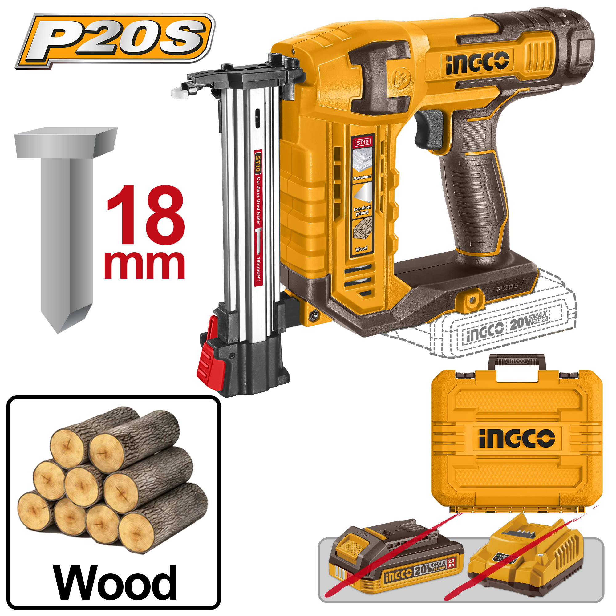INGCO Cordless Brad Nailer - CBNLI2005
