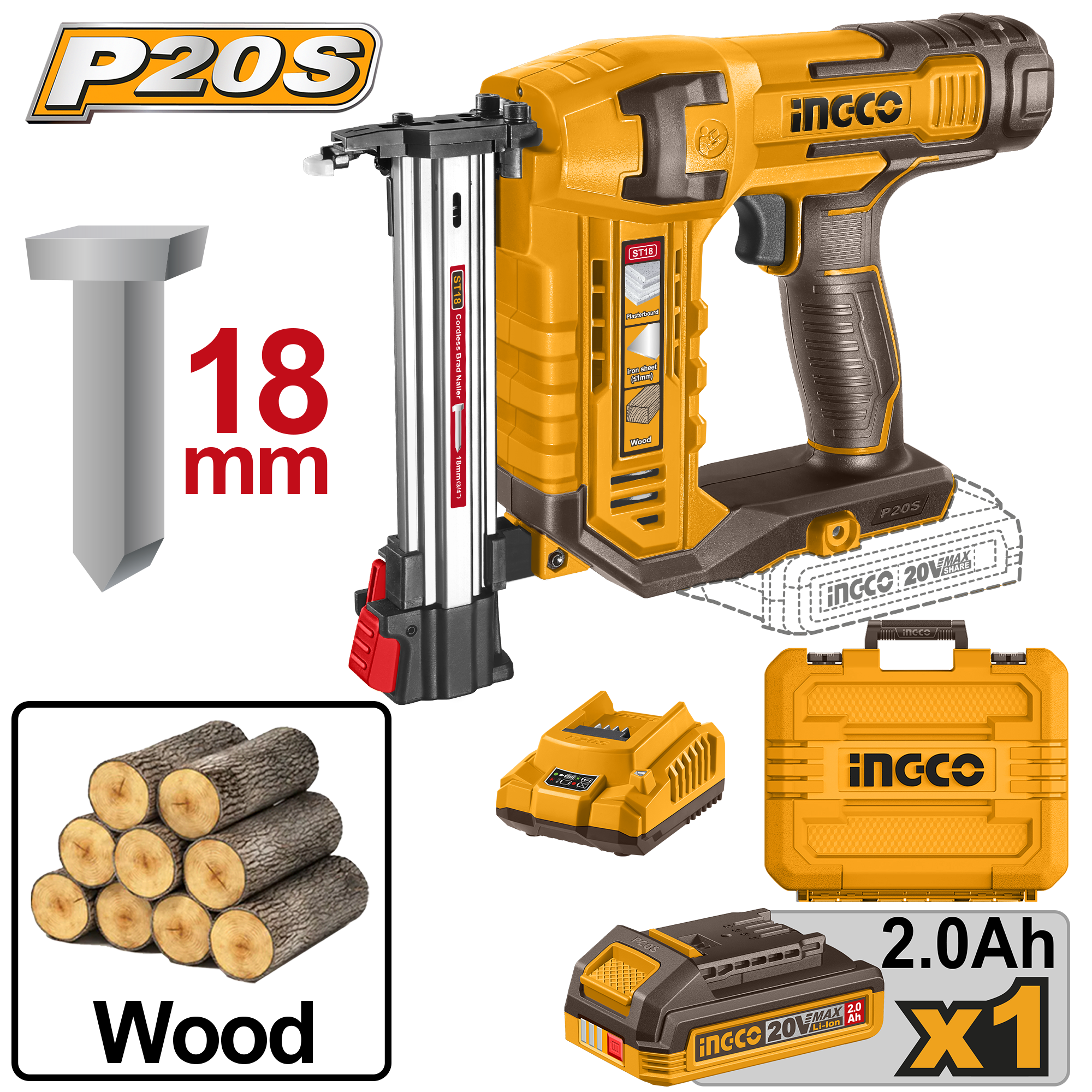 INGCO Cordless Brad Nailer - CSTLI3808