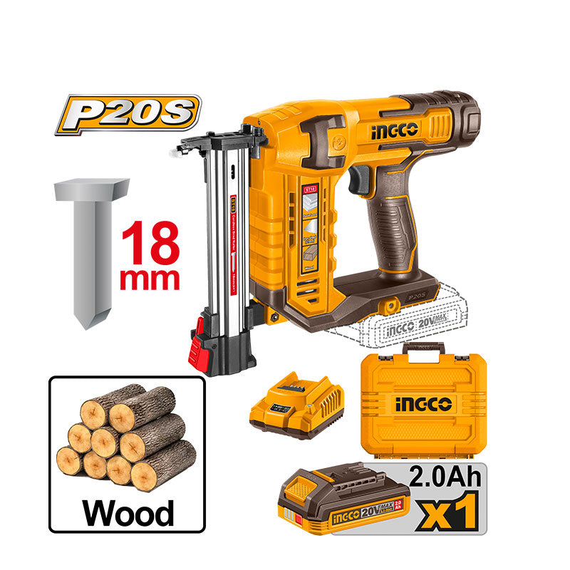 INGCO Cordless Brad Nailer + 1 Charger - CSTLI3808