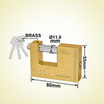 INGCO 80MM Heavy Duty Brass Block Padlock - DBBPL0802
