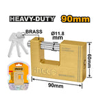 INGCO 90MM Heavy Duty Brass Block Padlock - DBBPL0902