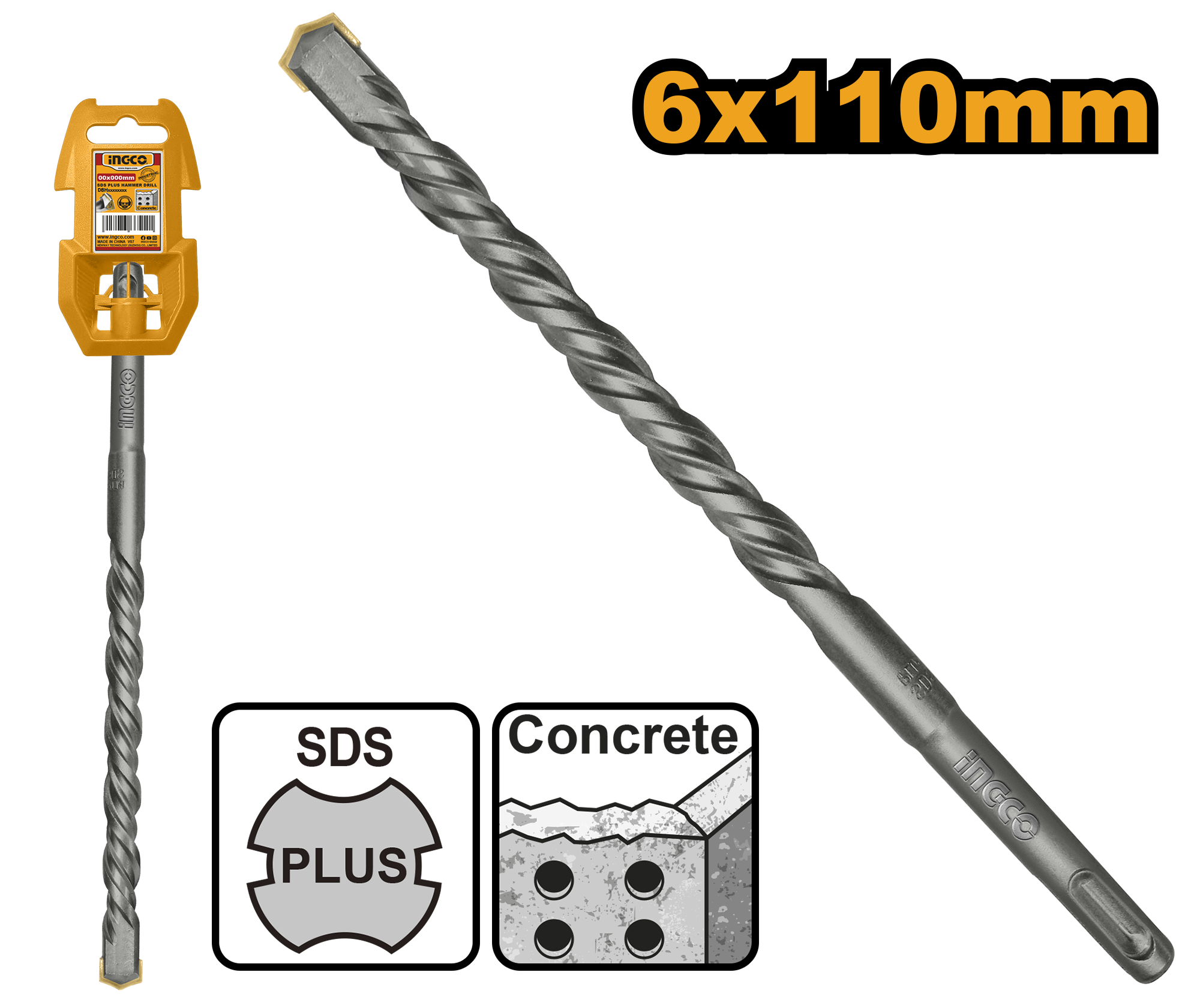 INGCO 6x110MM SDS Plus Hammer Drill - DBH1210601