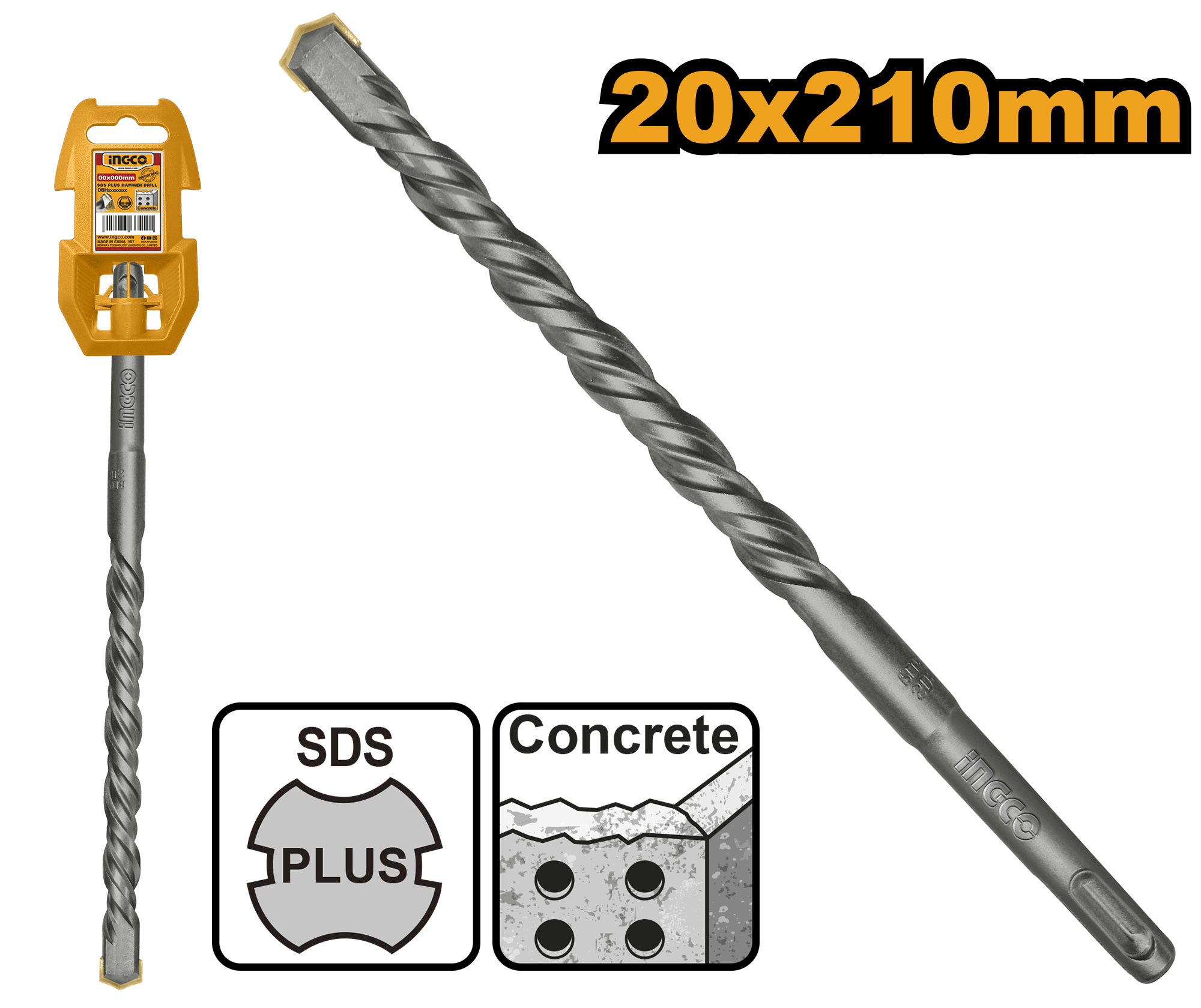 INGCO 20x210MM SDS Plus Hammer Drill - DBH1212001 Main image