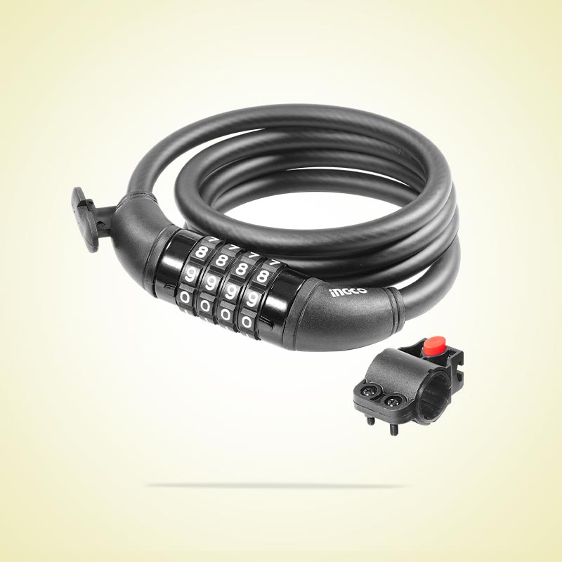 INGCO 4 Digit Combination Bicycle Lock (with Lock Frame) - DBK21012