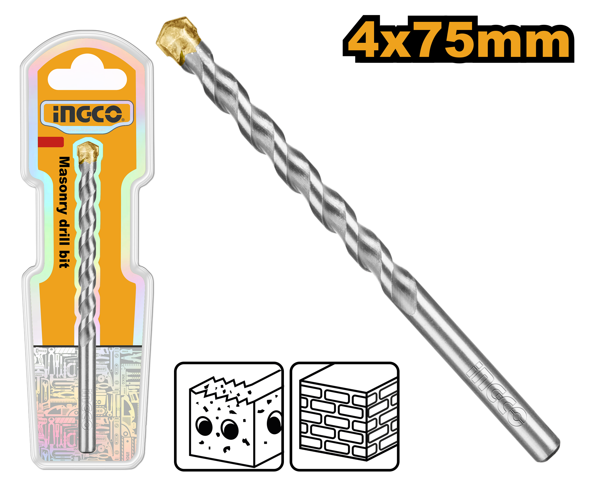 INGCO 4x75MM Masonry Drill Bit - DBM2110475