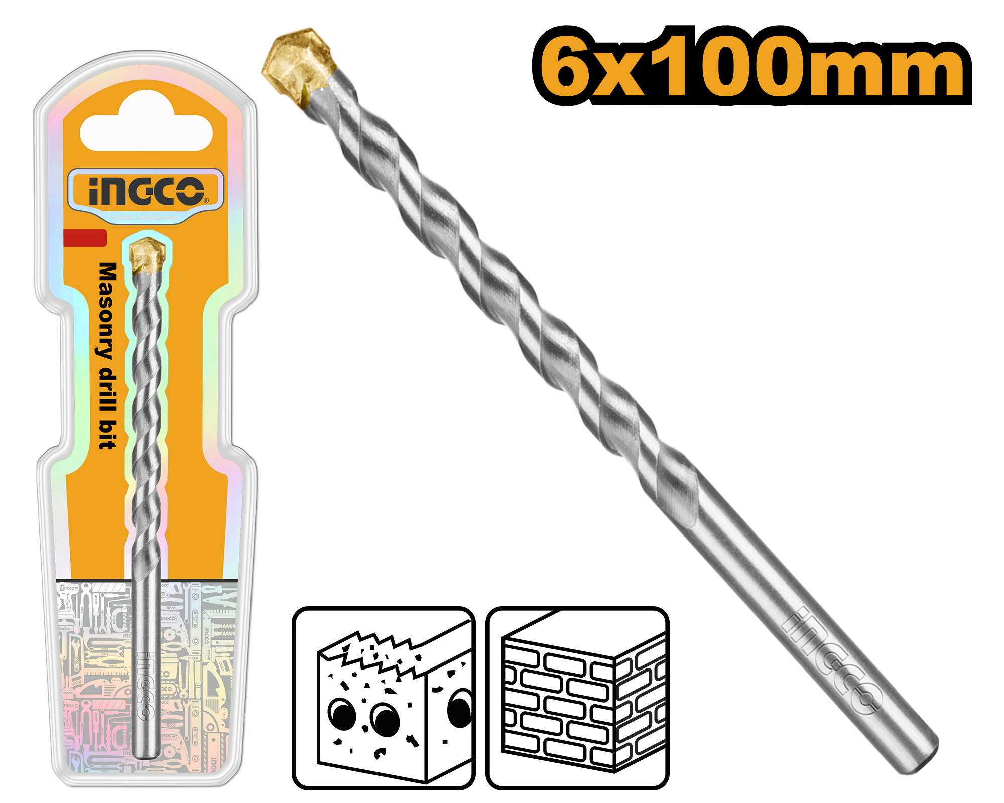 INGCO 6x100MM Masonry Drill Bit - DBM2110610