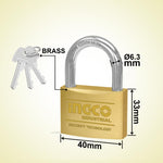 INGCO 40MM Heavy Duty Brass Padlock - DBPL0402
