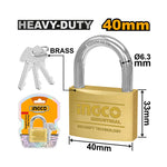 INGCO 40MM Heavy Duty Brass Padlock - DBPL0402