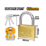 INGCO 60MM Heavy Duty Brass Padlock - DBPL0602
