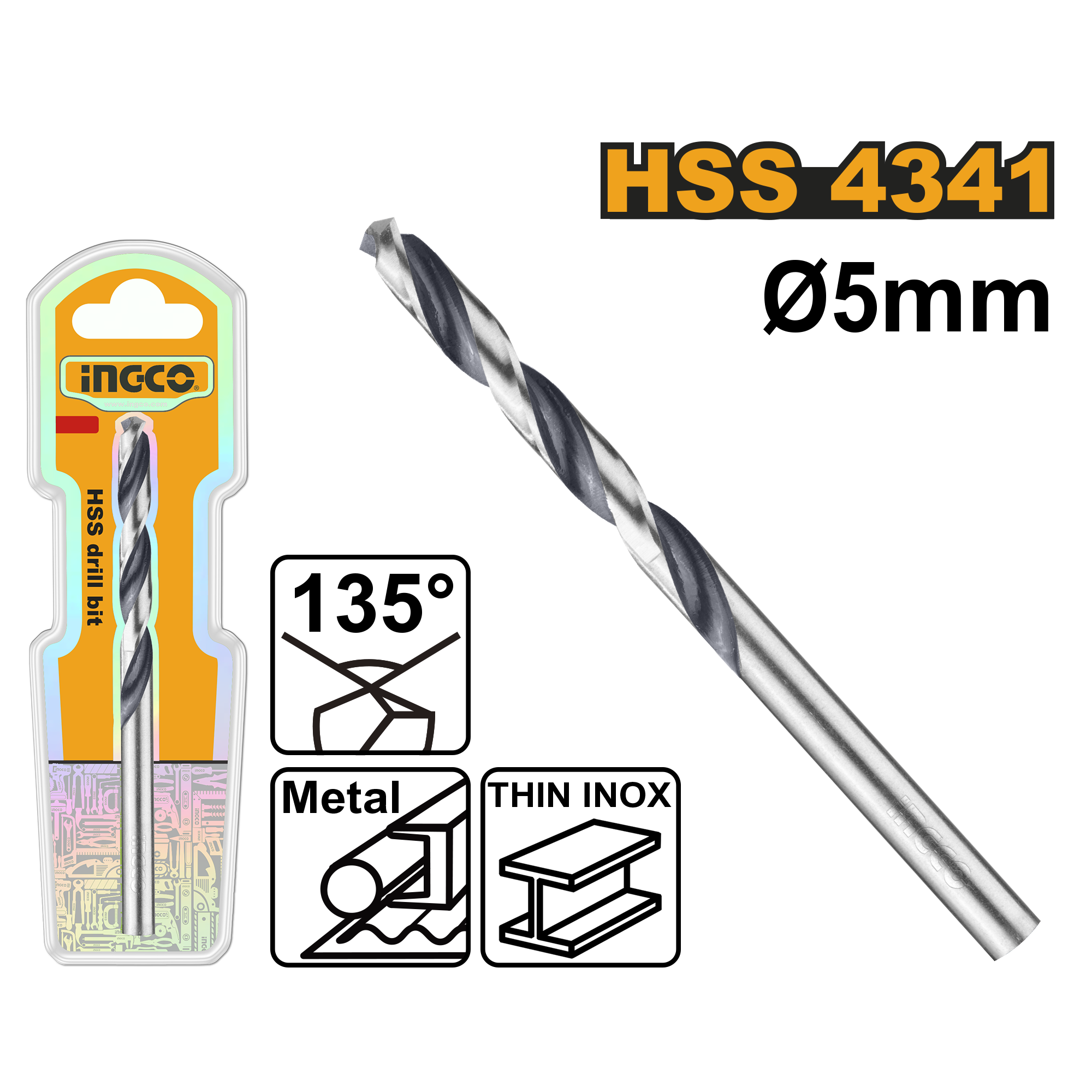 INGCO 5MM 4341 HSS Drill Bit - DBT1200504