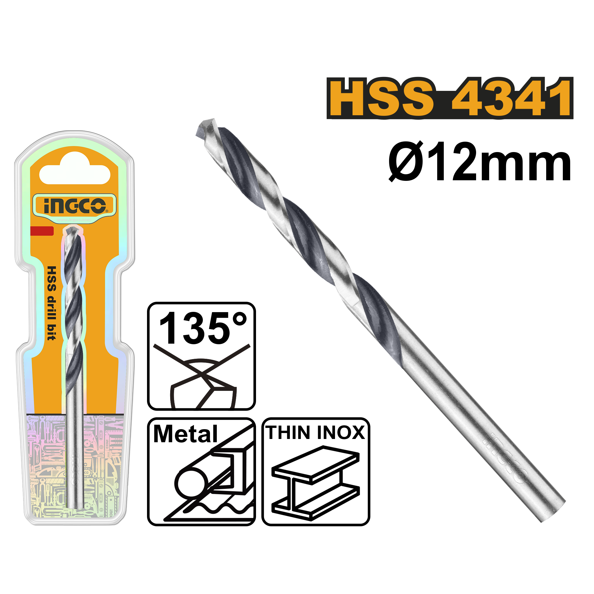 INGCO 12MM 4341 HSS Drill Bit - DBT1201204 Main image