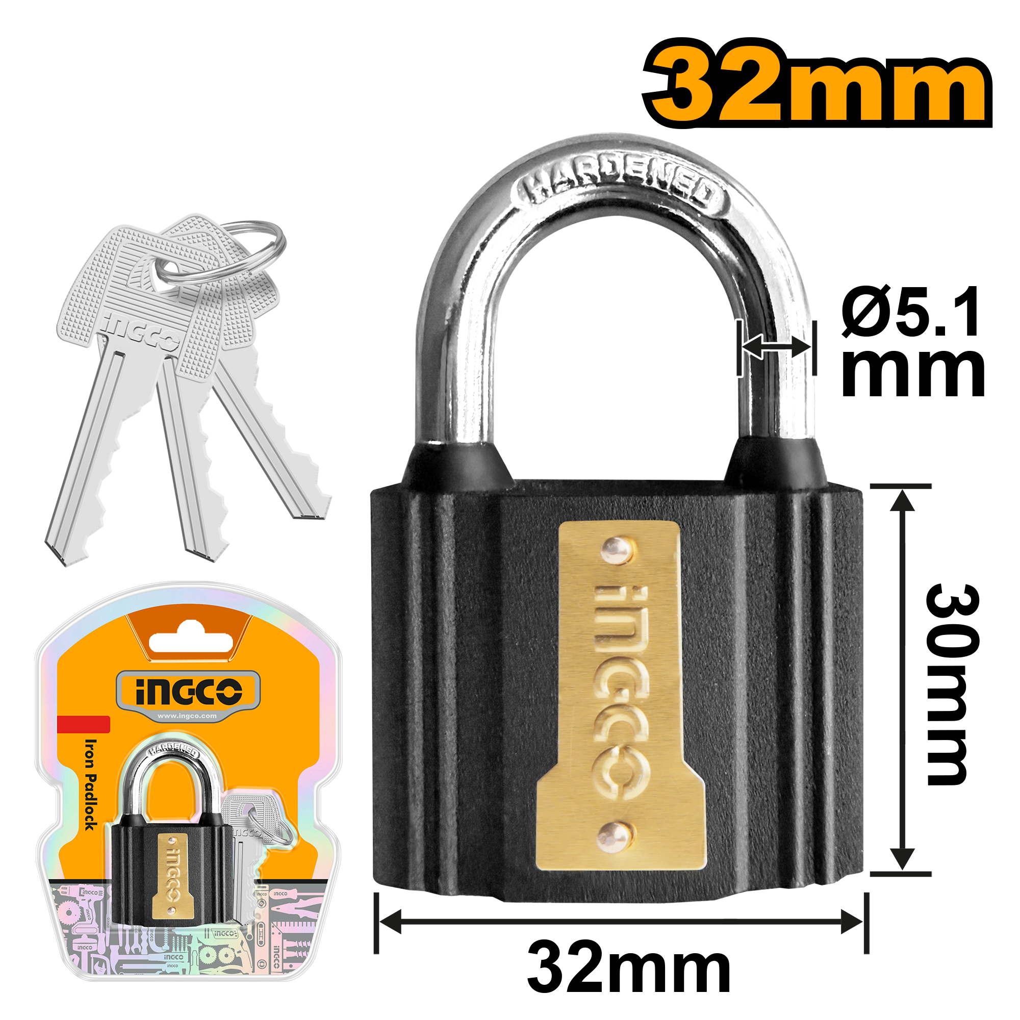 INGCO 32MM Iron Padlock - DIPL0301
