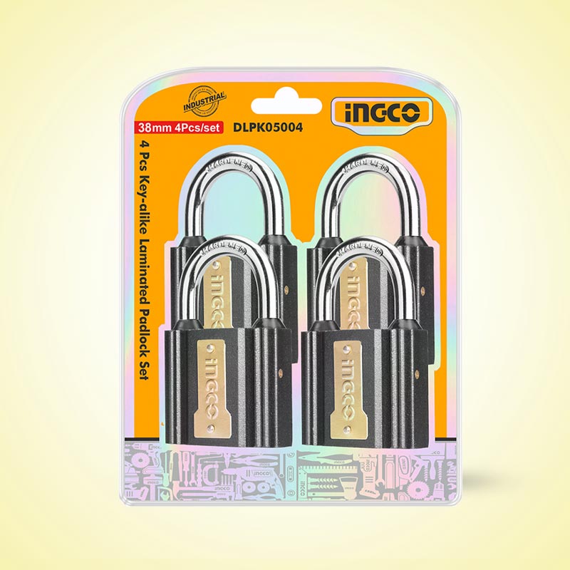 INGCO 4 Pcs Key-Alike Iron Padlock Set 38mm - C24 - DIPLK4382