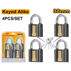 INGCO 4 Pcs Key-Alike Iron Padlock Set 38mm - C24 - DIPLK4382