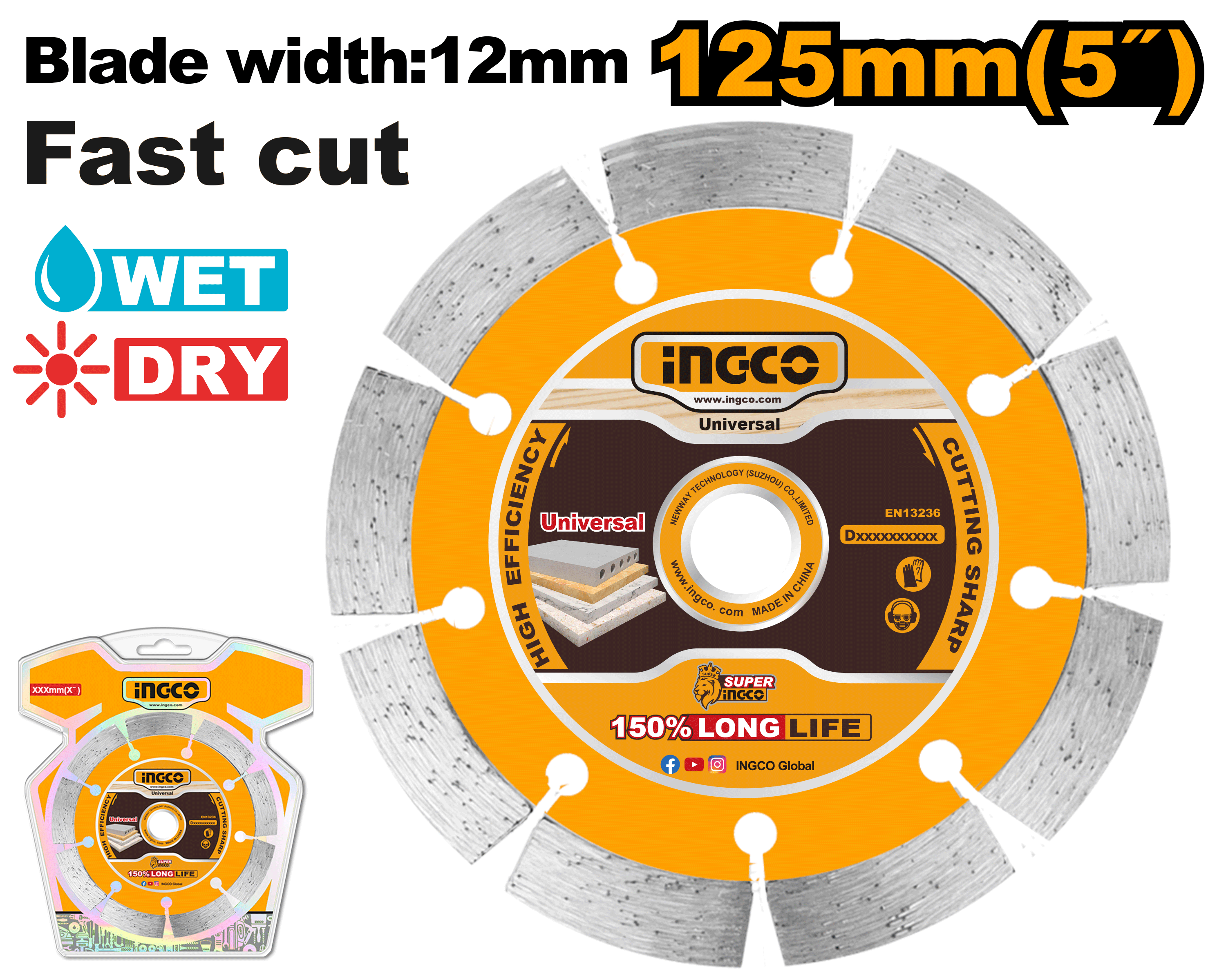 INGCO 125MM (5") Dry Diamond Disc - DMD011251 Main image