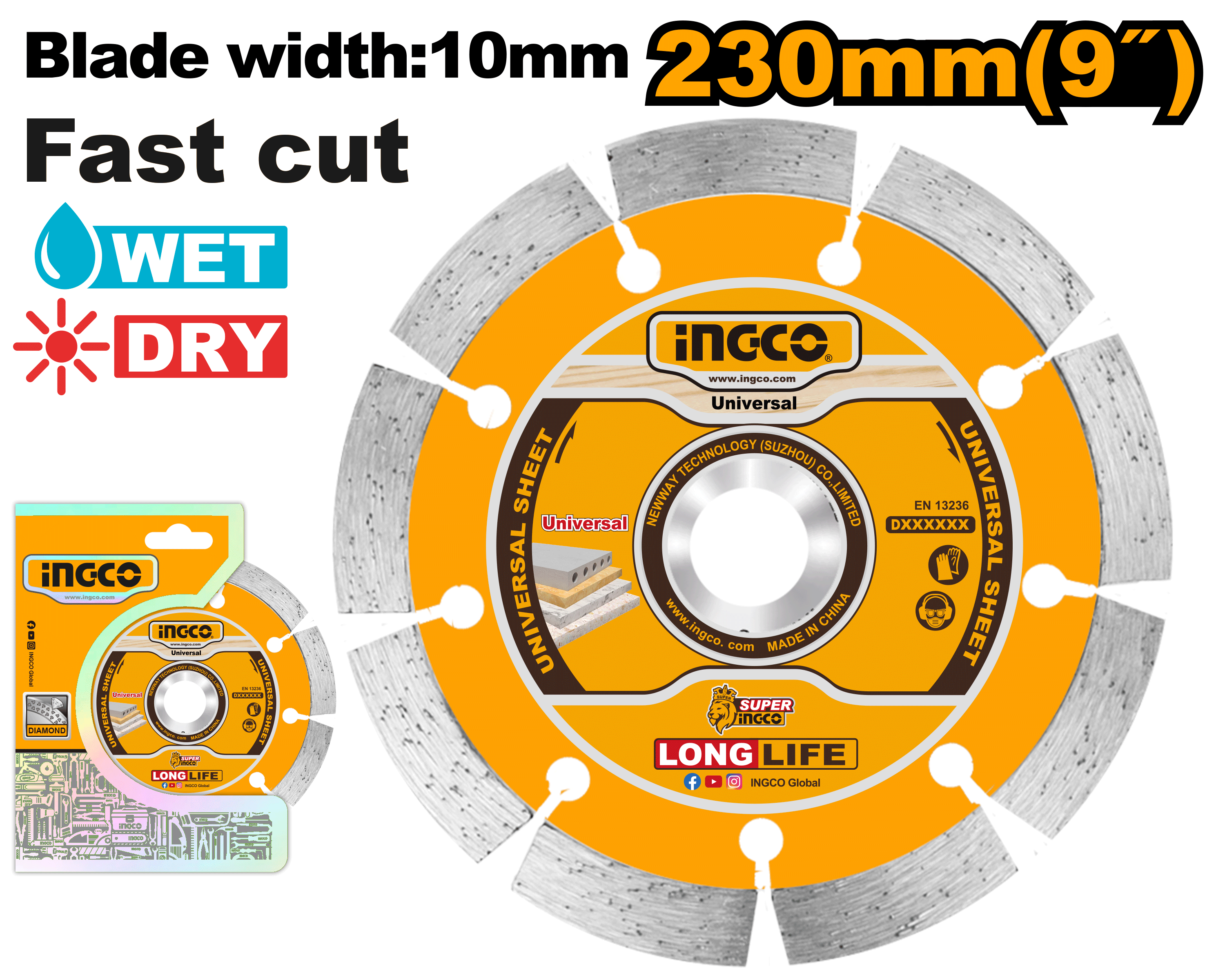 INGCO 230MM (9") Dry Diamond Disc - DMD012302 Main image