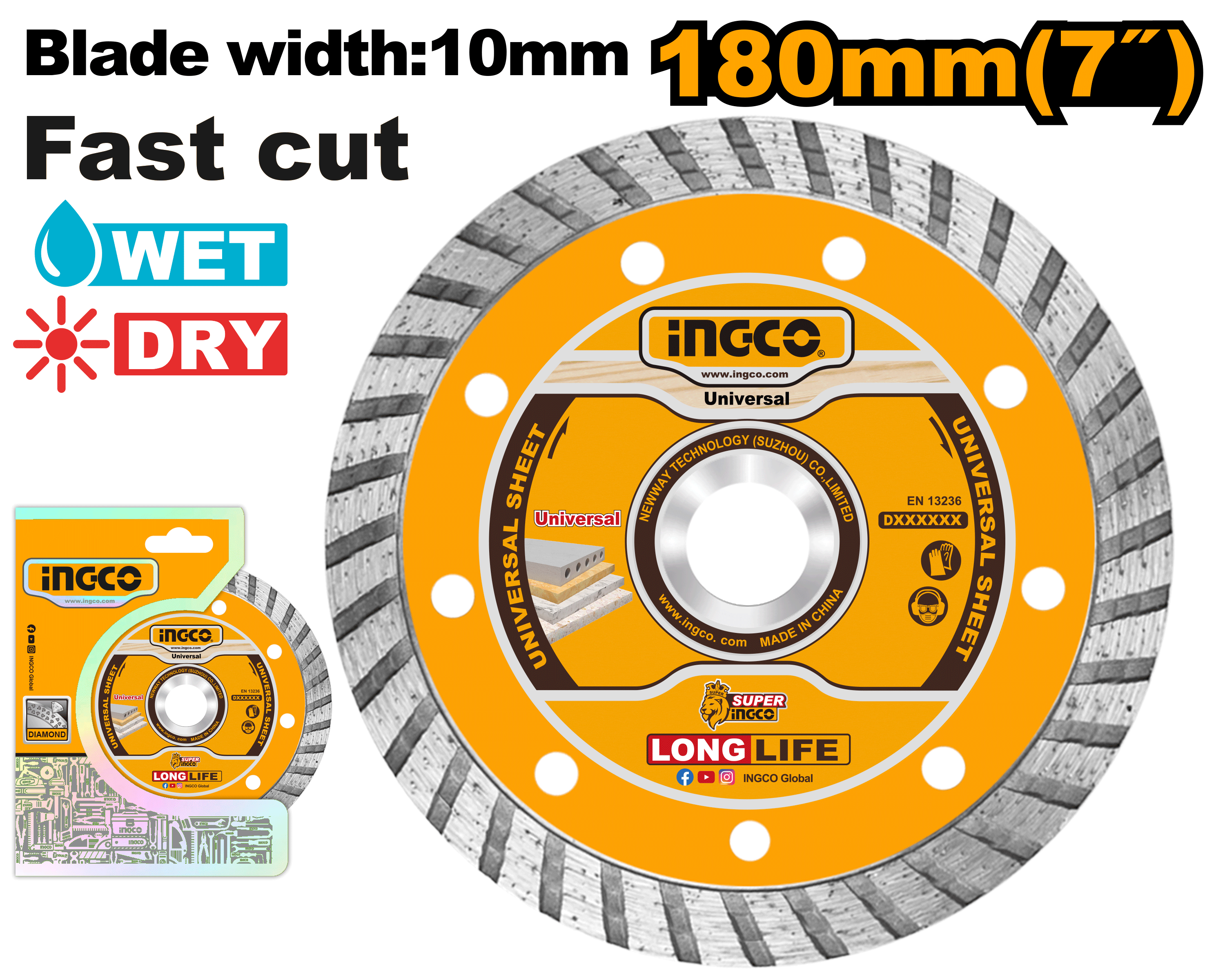 INGCO 180MM (7") Turbo Diamond Disc - DMD031802