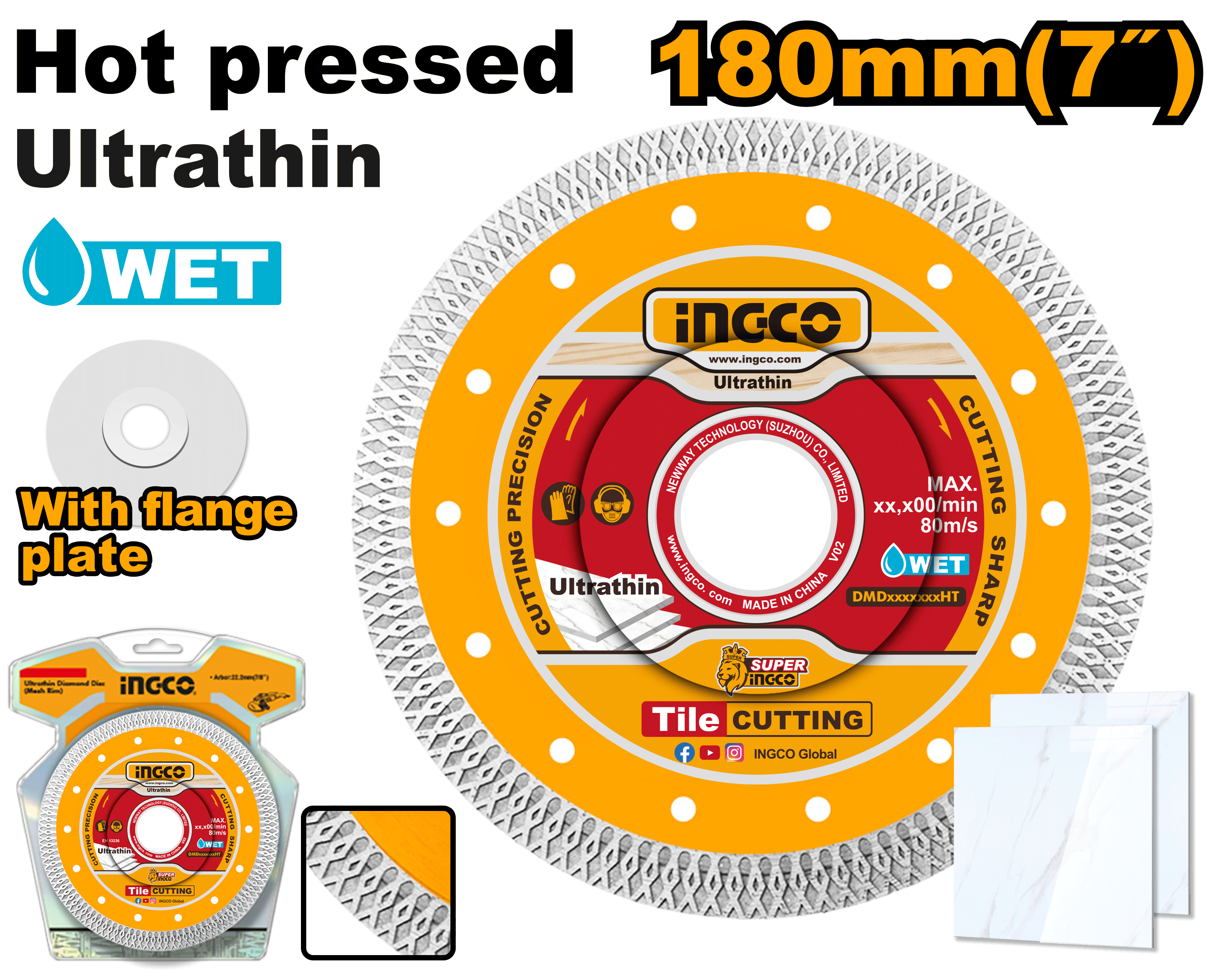 INGCO 180MM (7") Ultrathin Diamond Disc (Mesh rim) - DMD081801HT