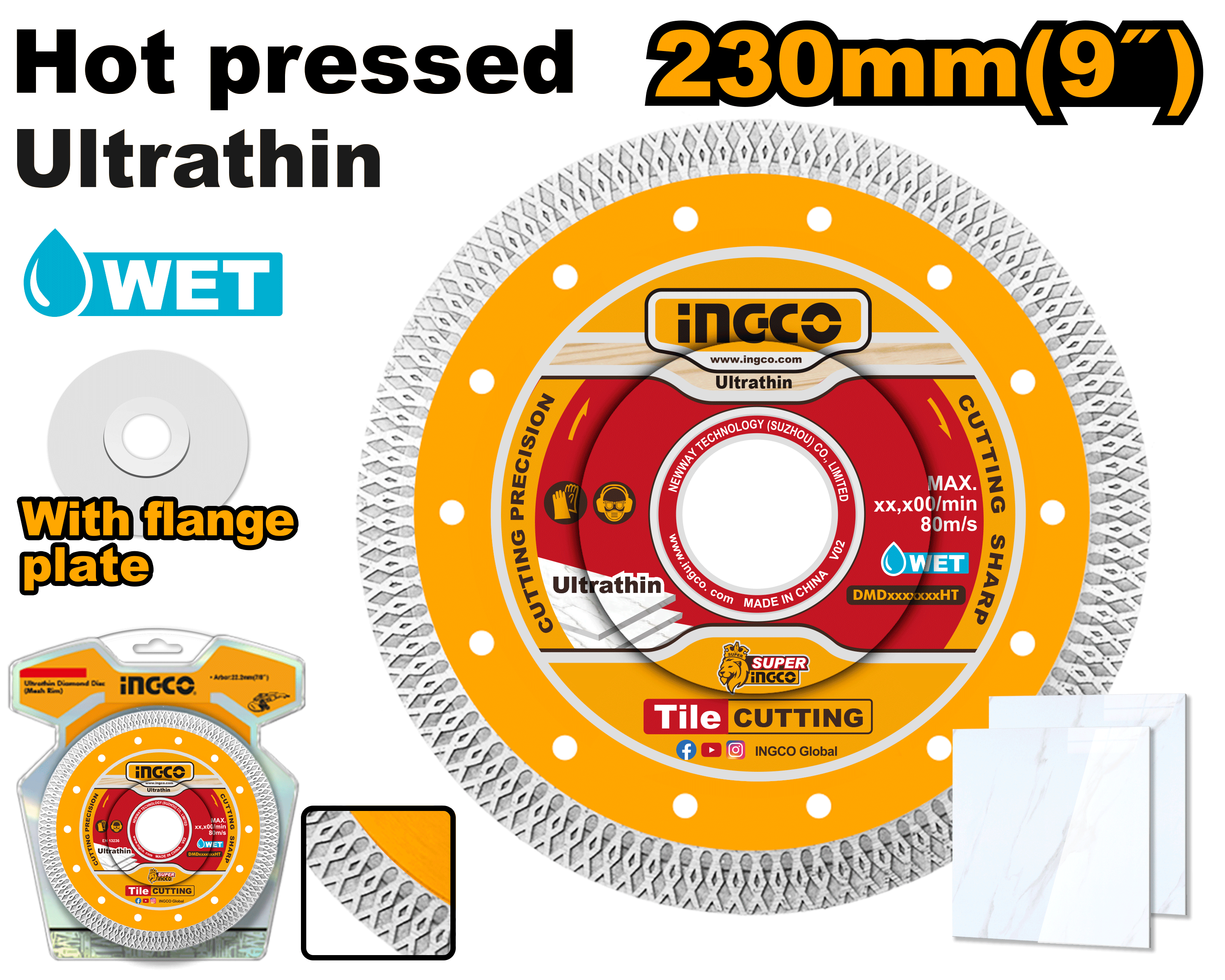 INGCO 230MM (9") Ultrathin diamond Disc (Mesh rim) - DMD082301HT