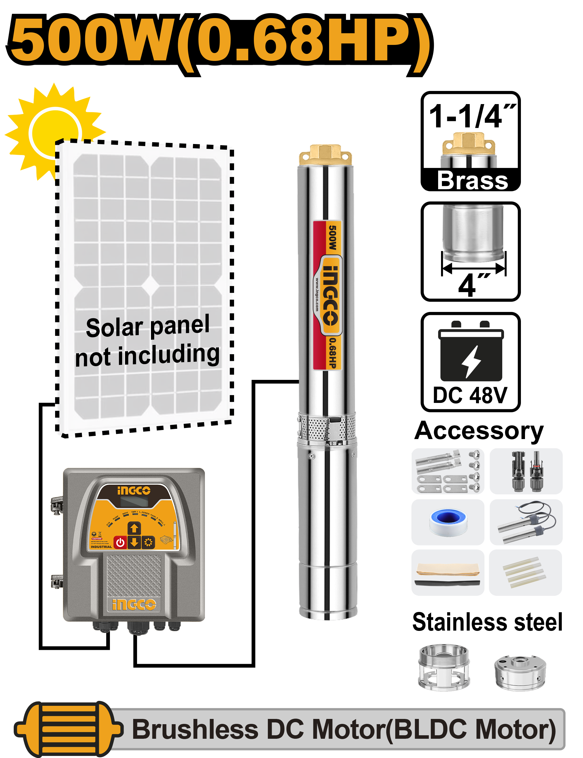 INGCO Solar Deep Well Pump - DWPDC50061