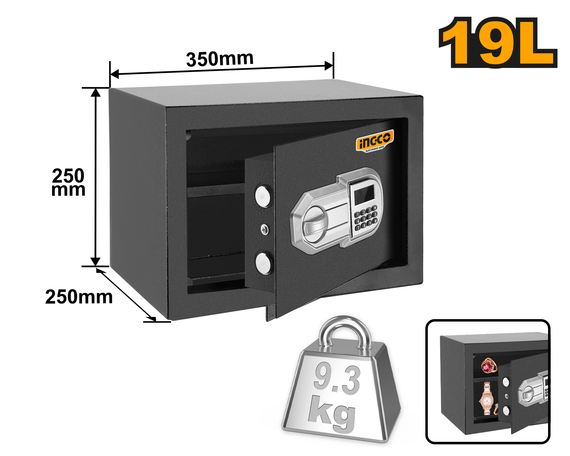 INGCO 19L Electronic Safe - ESF2502