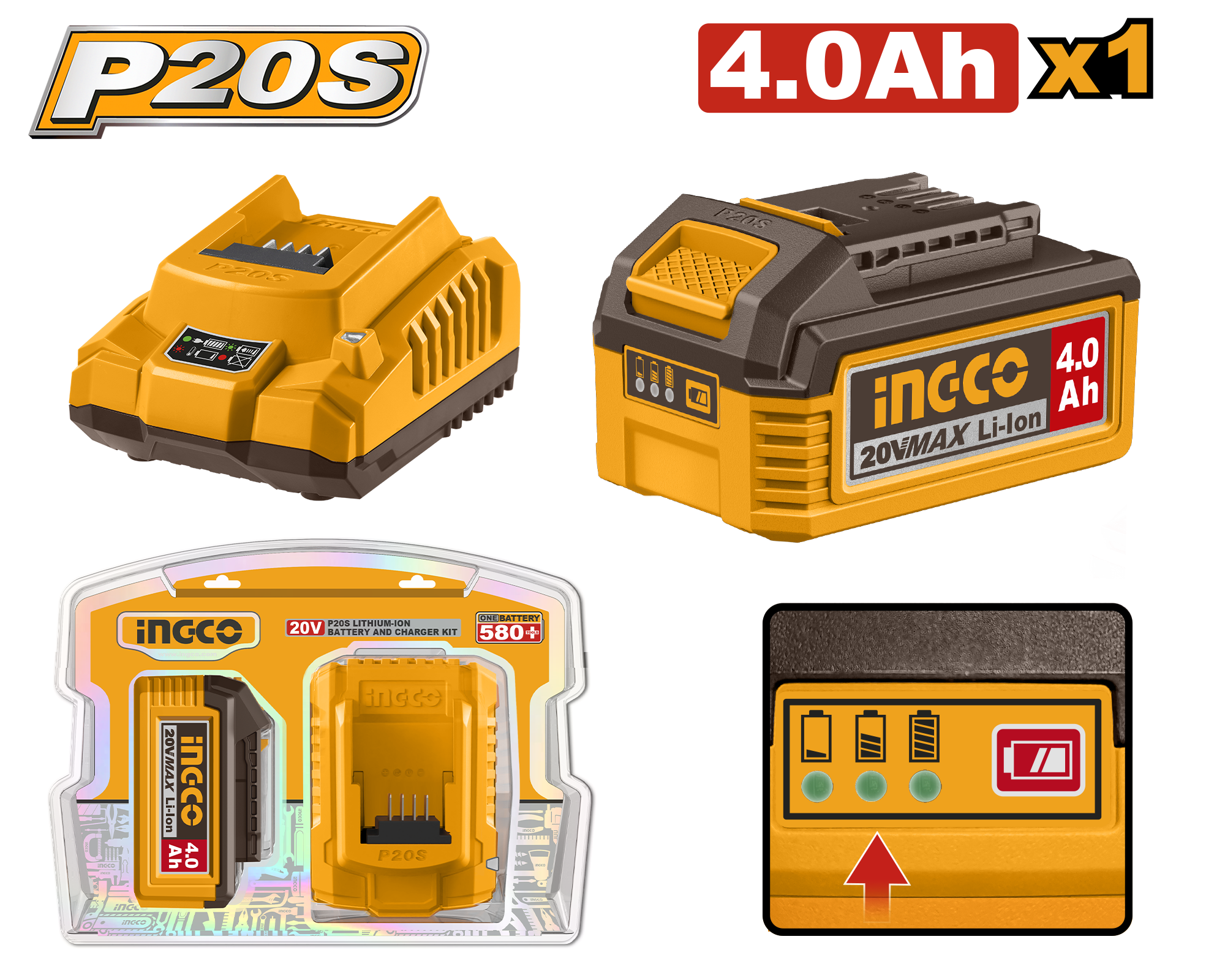 INGCO Lithium-Ion Battery and Charger Kit  - FBCPK1012 Main image