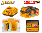 INGCO Lithium-Ion Battery and Charger Kit  - FBCPK1012