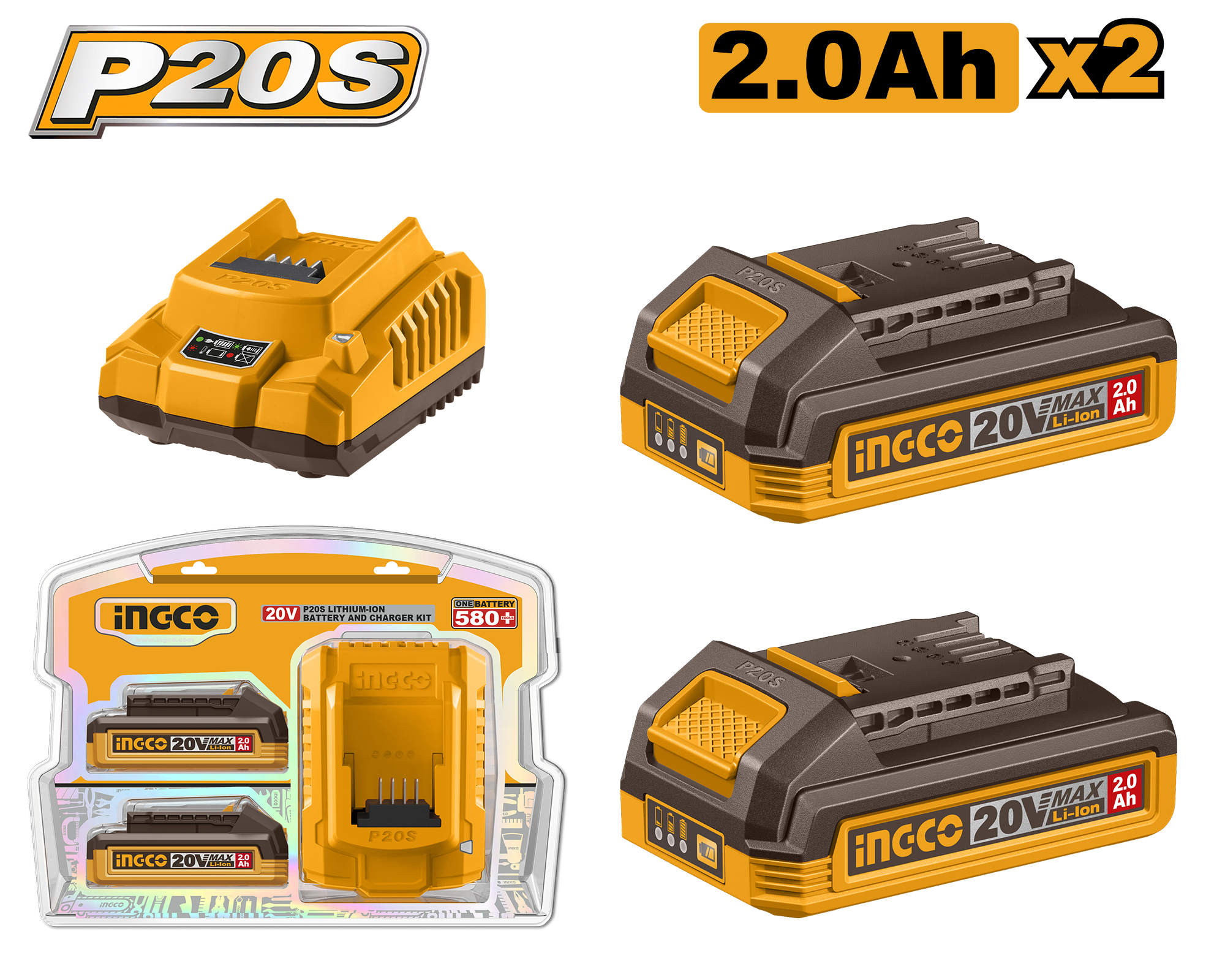 INGCO P20S Lithium-Ion Battery and Charger Kit  - FBCPK2212