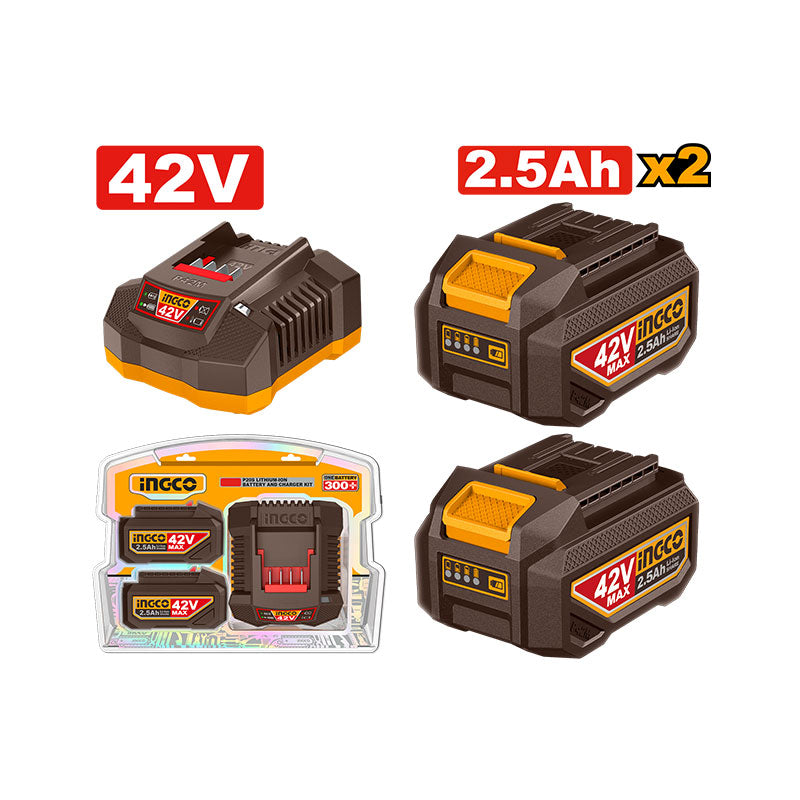 INGCO 42V, 2.5Ah Lithium-Ion Battery and Charger Kit - FBCPM25221