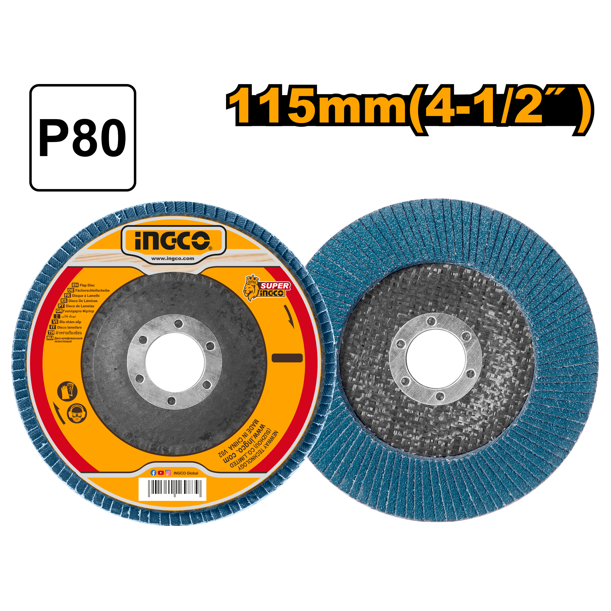 INGCO 115MM (4-1/2") Zirconium Flap Disc - FDZ1153 Main image