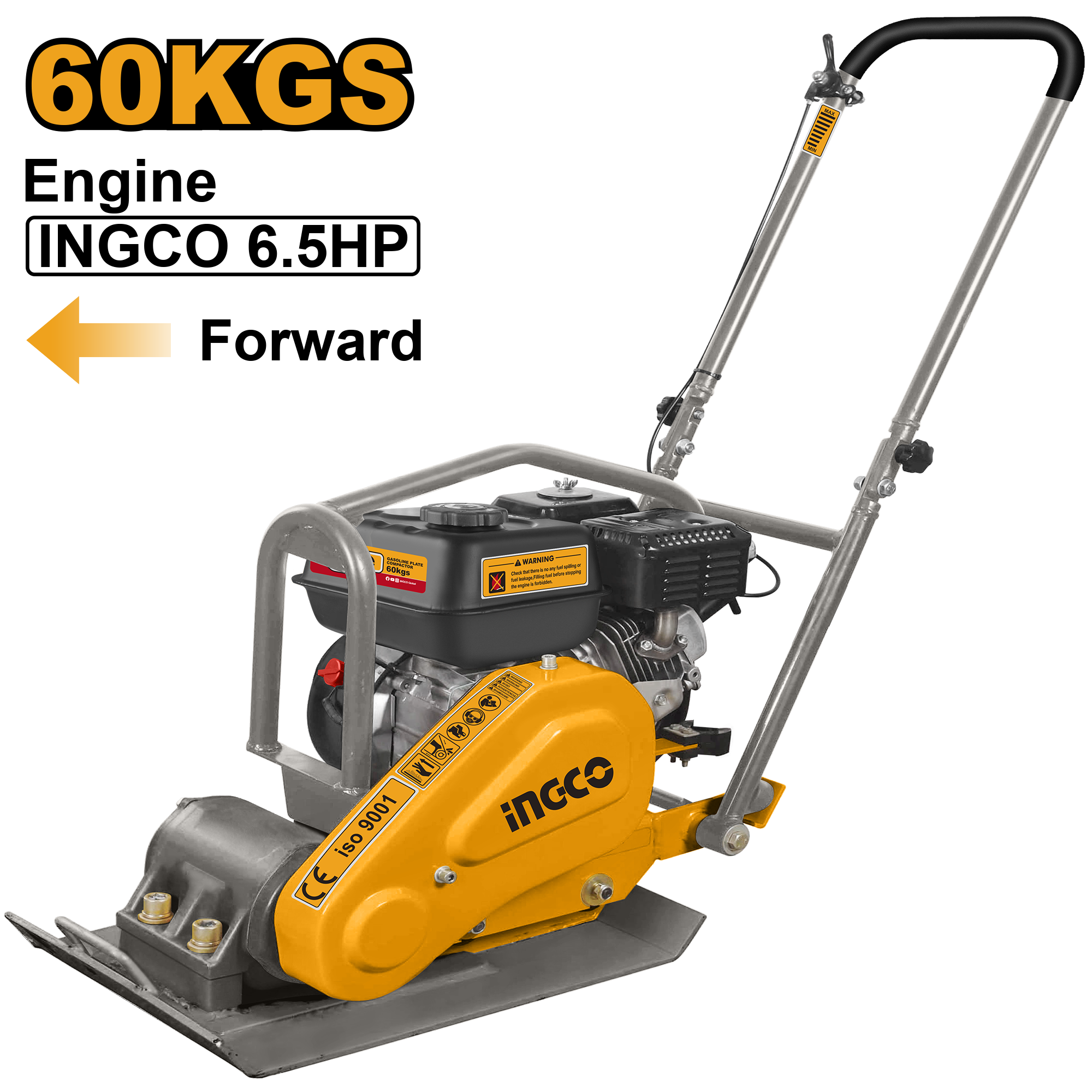 INGCO 60KGS 6.5HP Gasoline Plate Compactor - GCP060-2